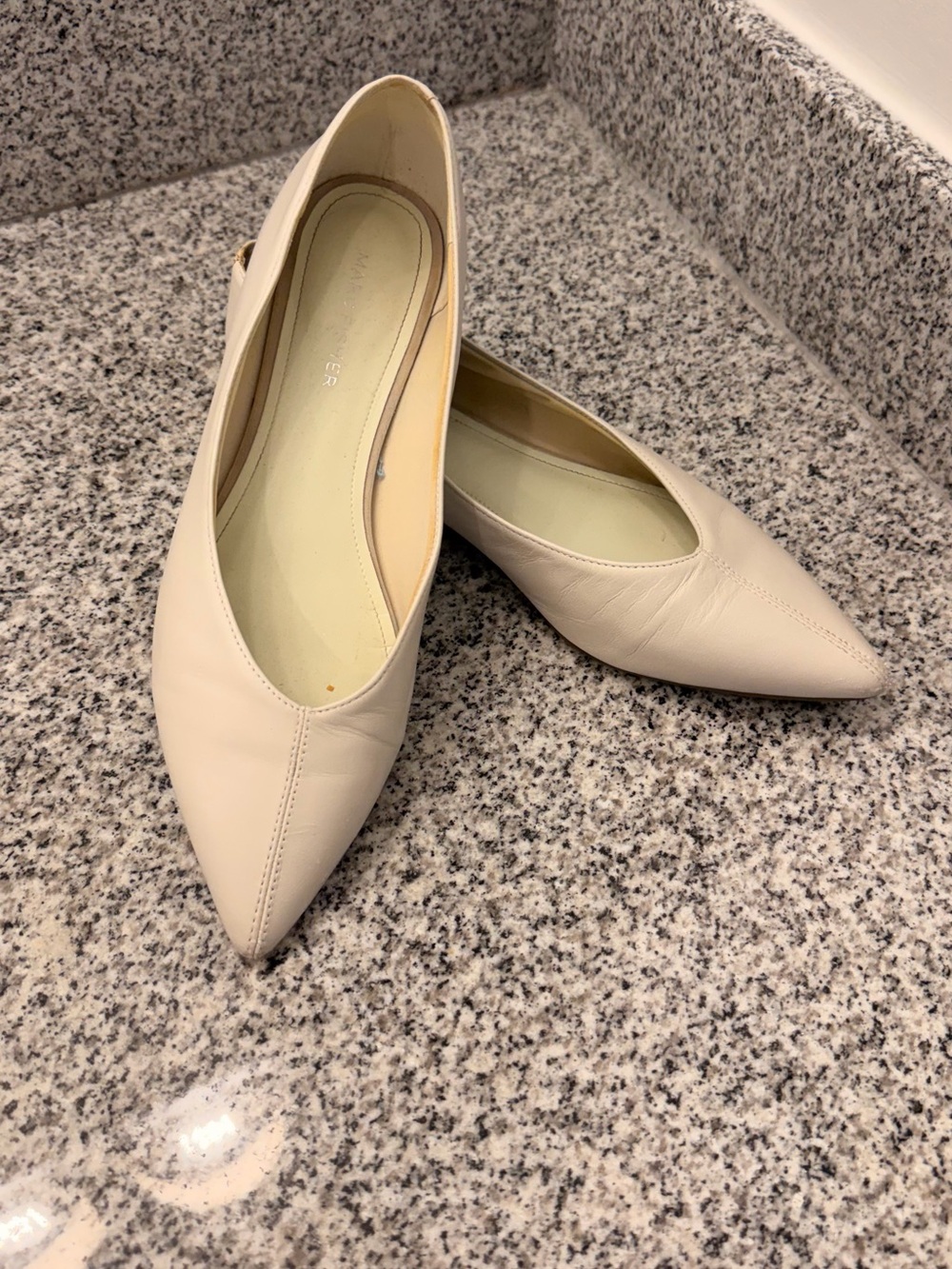 Marc Fisher Pointed Toe Flats in Ivory Cream